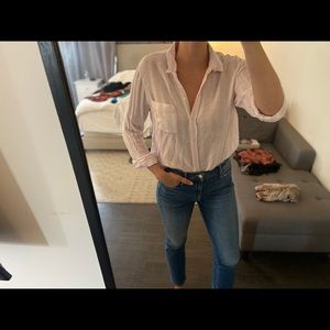 Rails pink and white linen button front top